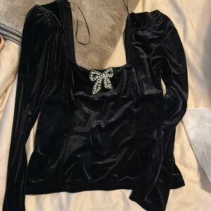 NWT Rachel Zoe Velvet Bow Blouse Medium